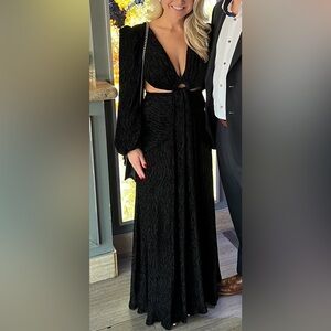 PatBO Textured Velvet Plunge Gown